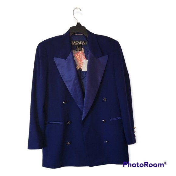 Escada Jackets & Blazers - Escada Margaretha Ley Purple Double Breasted Wool Cashmere Blend Blazer Size 10